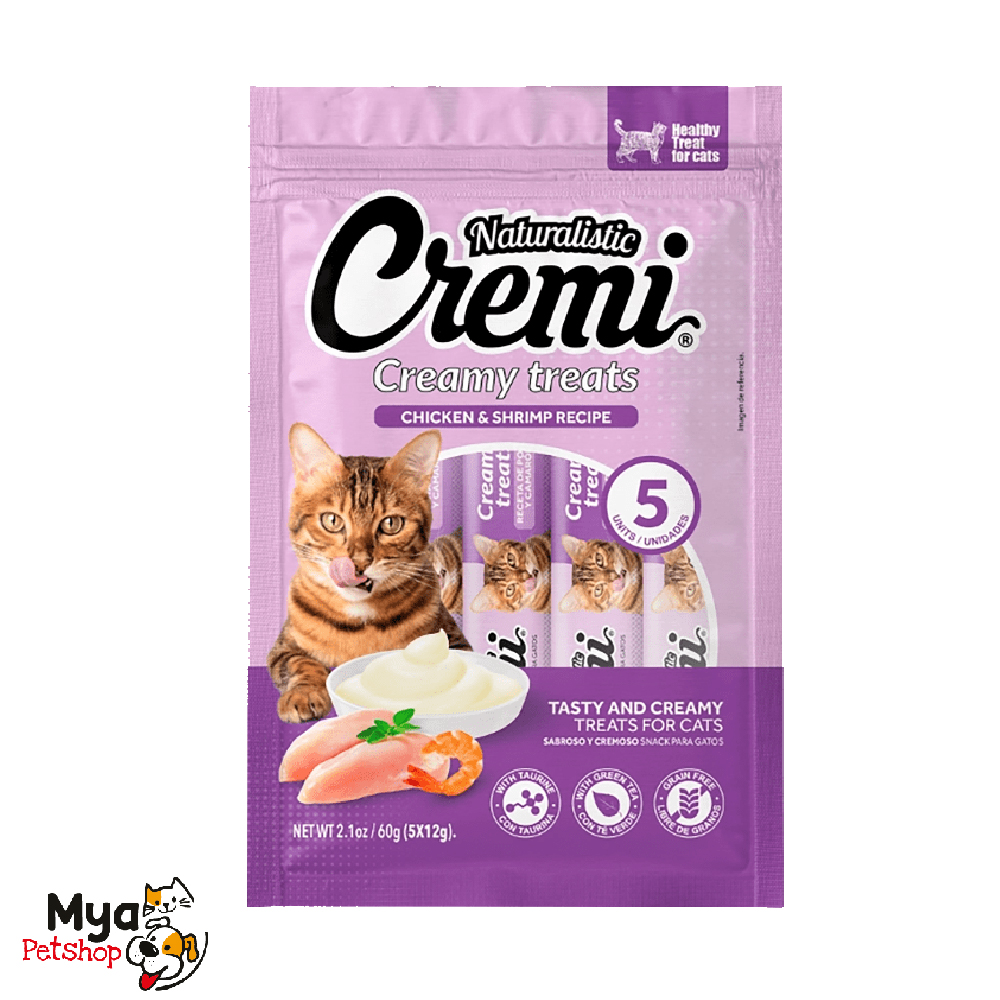 Cremi Chicken & Shrimp Recipe 12 Gr x 5 Und - Snack para gato sabor Pollo y Camarón