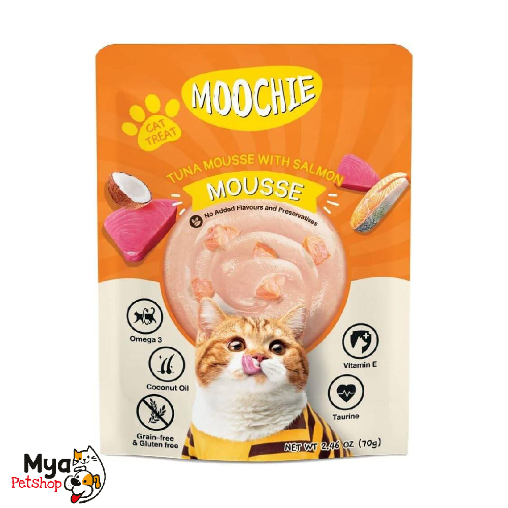 Moochie Mousse Gato Atún y Salmón 70g