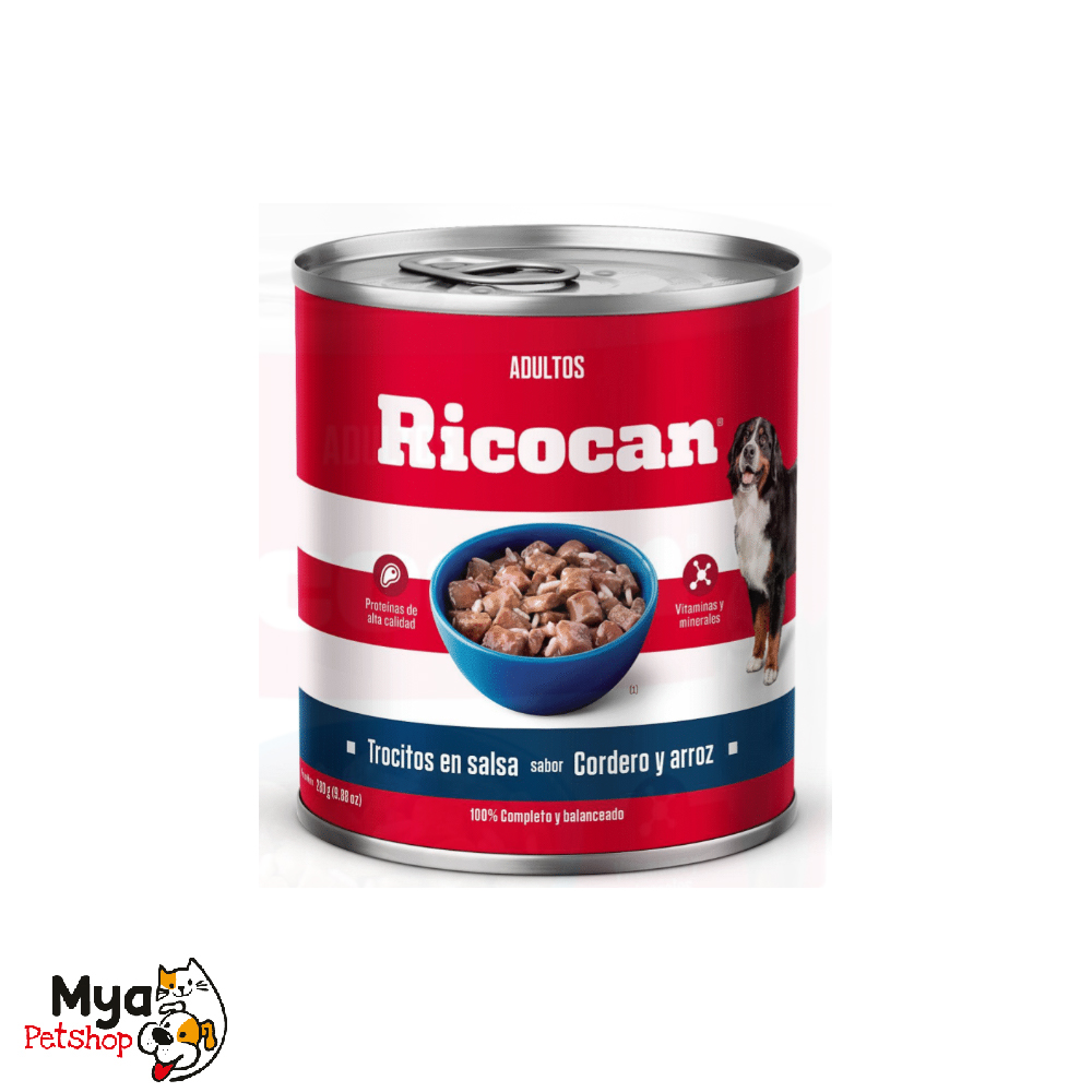 Ricocan Trocitos en Salsa de Cordero y Arroz Adultos